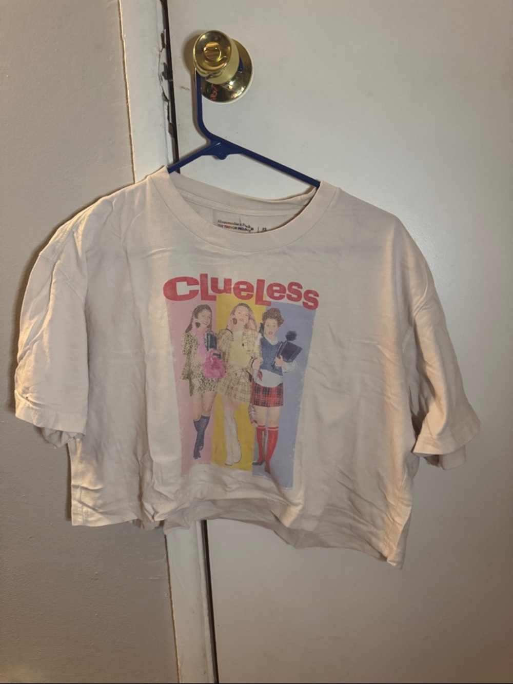 Clueless Graphic Crop Tee - Pink Print - Abercrombie